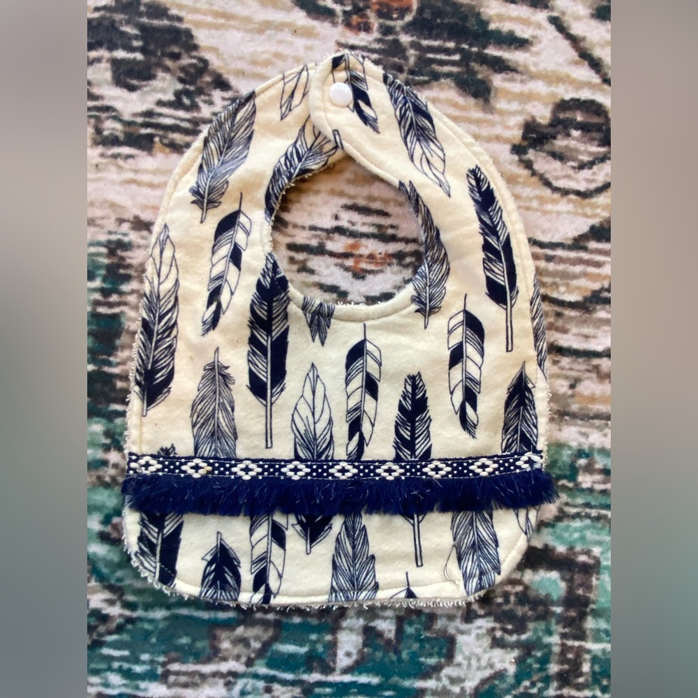Feather Print Baby Bib